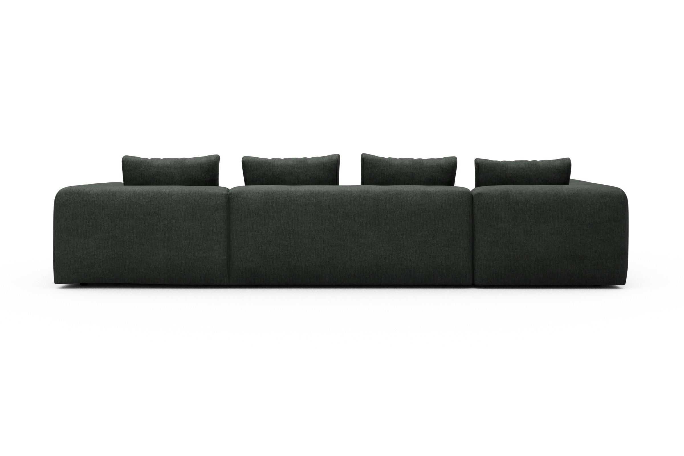 Wohnlandschaft Fred Chaiselongue rechts mit 2-Sitzer und lange Armlehne links Aivi-Pine-Green
