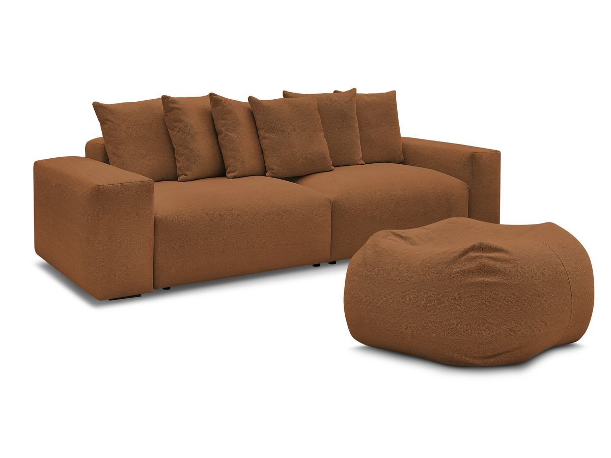 Bobochic Voltaire Sofa 5-Sitzer mit Pouf Melange-Stoff Orange