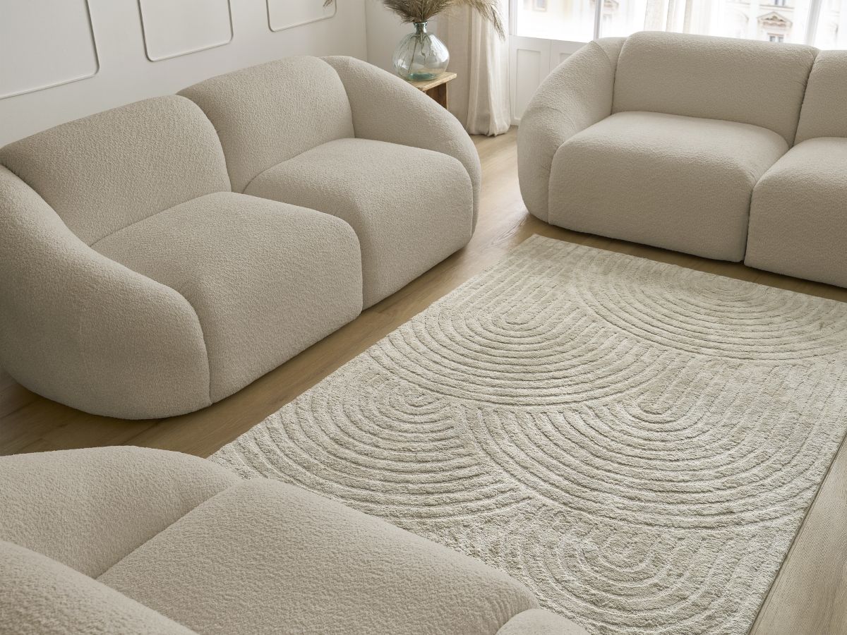 Bobochic Tina Sofa 6-Sitzer Bouclé-Stoff Beige