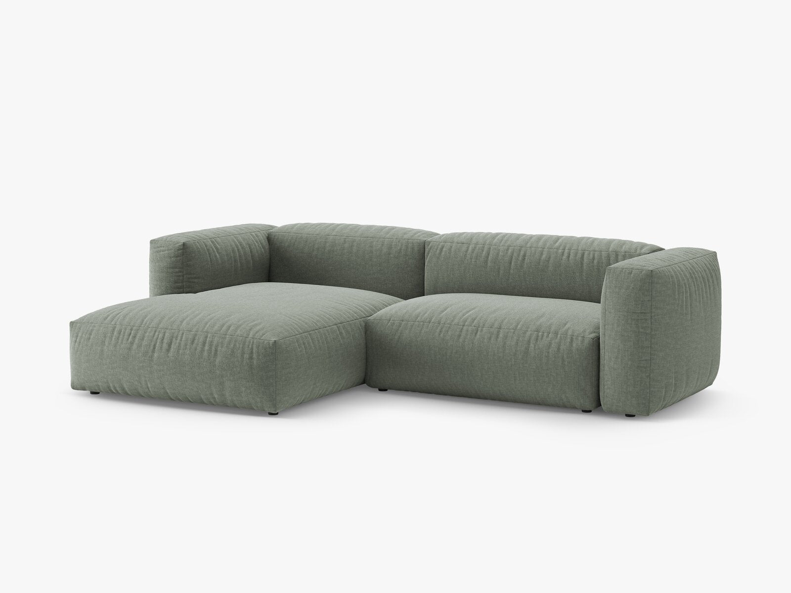 Micadoni Martina Ecksofa 4-Sitzer mit Schlaffunktion Links Strukturierter Stoff Boston Moosgrün