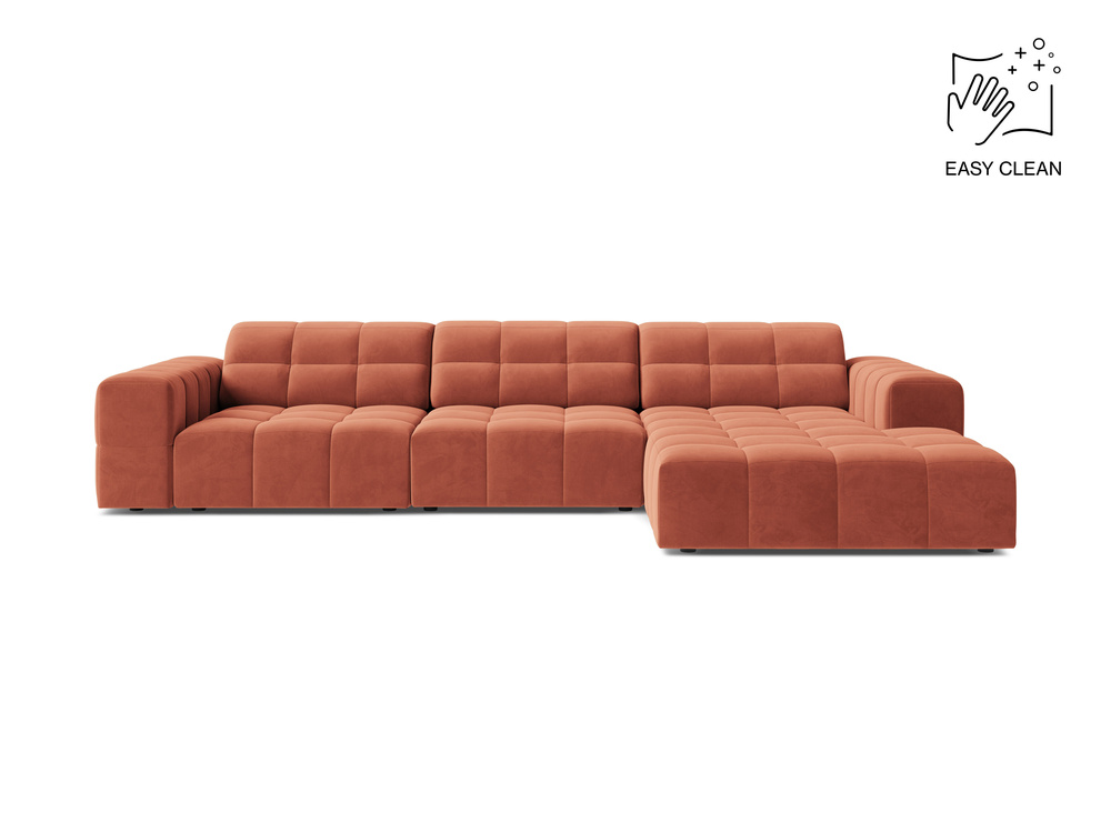 Cosmopolitan Design Ecksofa Chicago 4-Sitzer Samt Venus Koralle Rechts