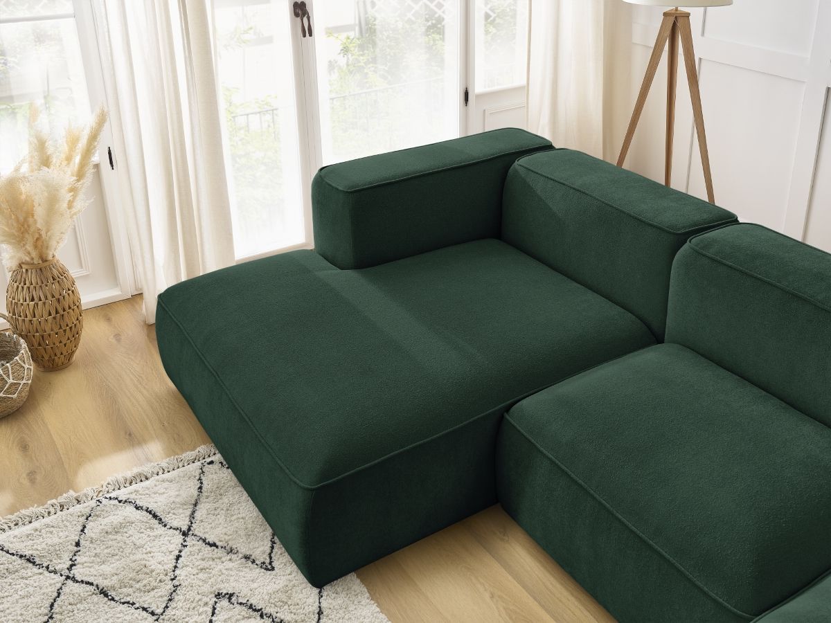 Bobochic Zephyr Ecksofa 349 × 165 cm Strukturstoff Grün Ecke links