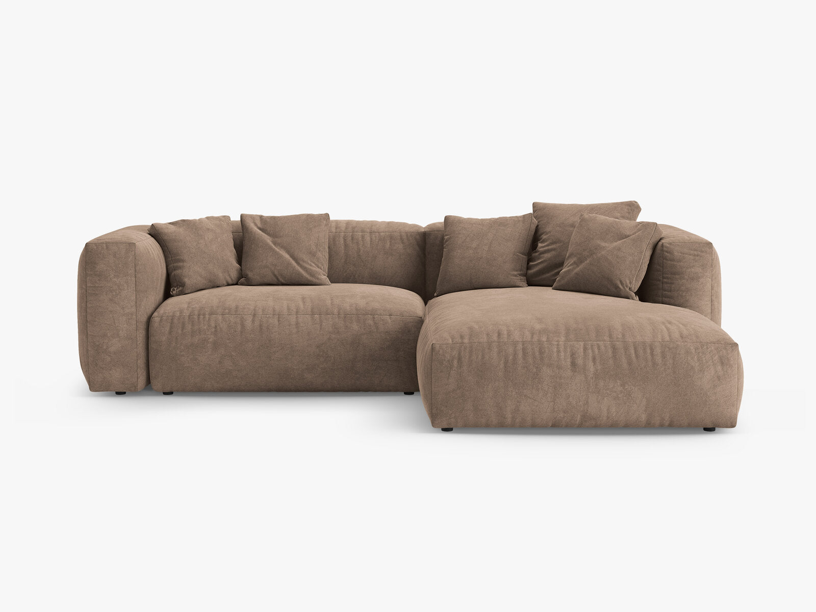Micadoni Martina Ecksofa 4-Sitzer mit Schlaffunktion Rechts Samt Vogue Dunkelbeige