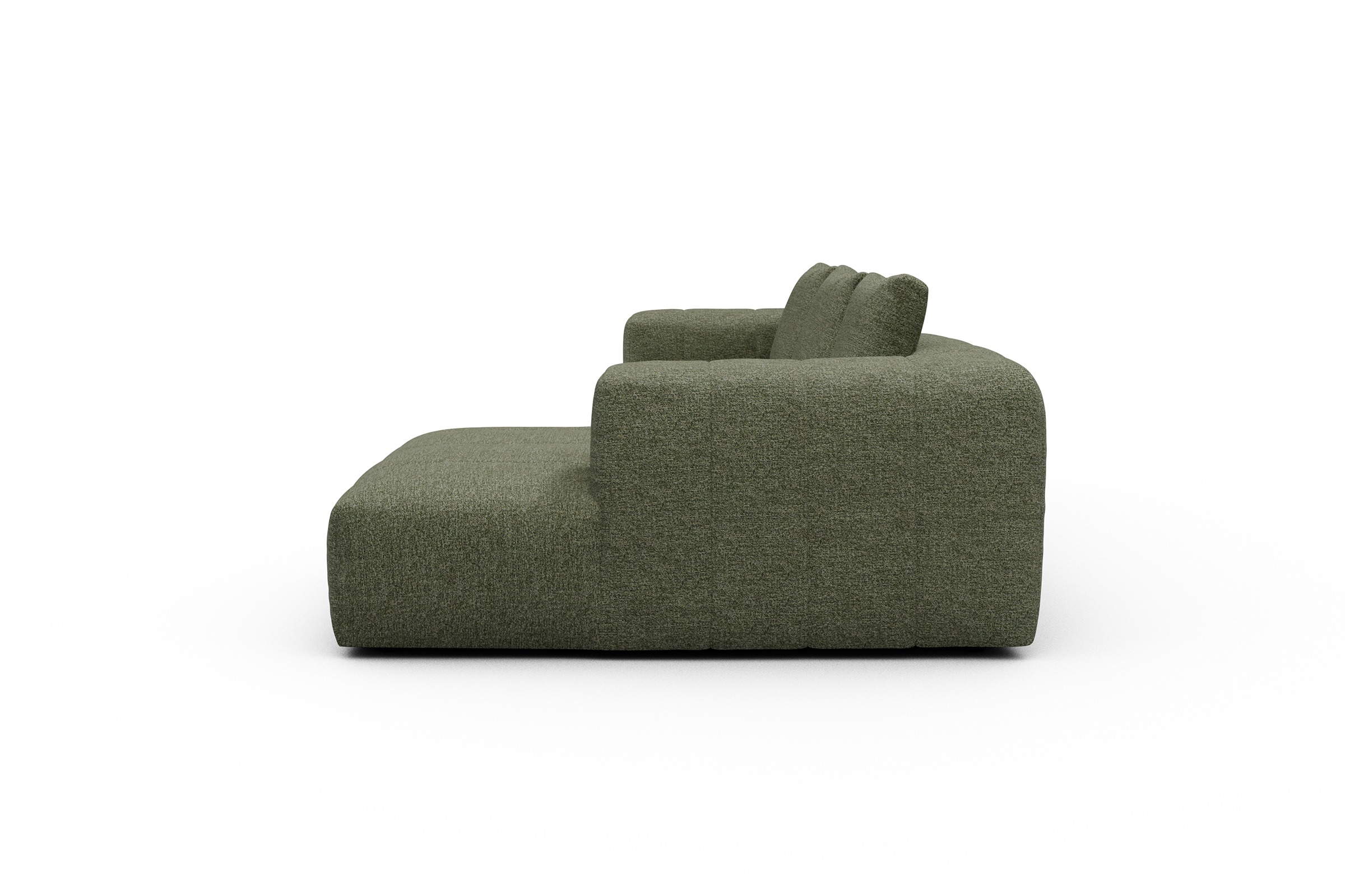 Ecksofa Hugo 2,5-Sitzer Armlehne links mit Chaiselongue Carreno-Vivid-Green