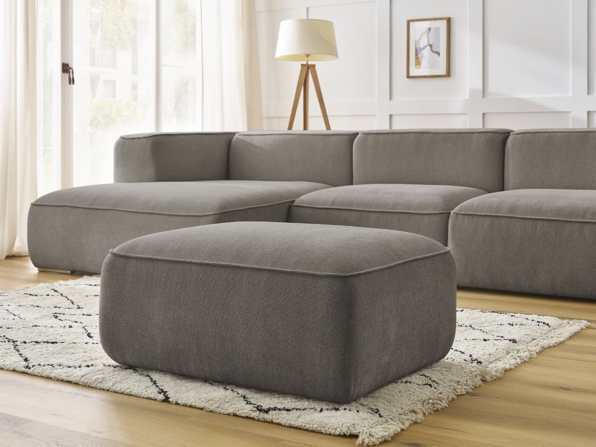 Bobochic Zephyr Ecksofa mit Pouf 349 × 165 cm Strukturstoff Taupe Ecke links