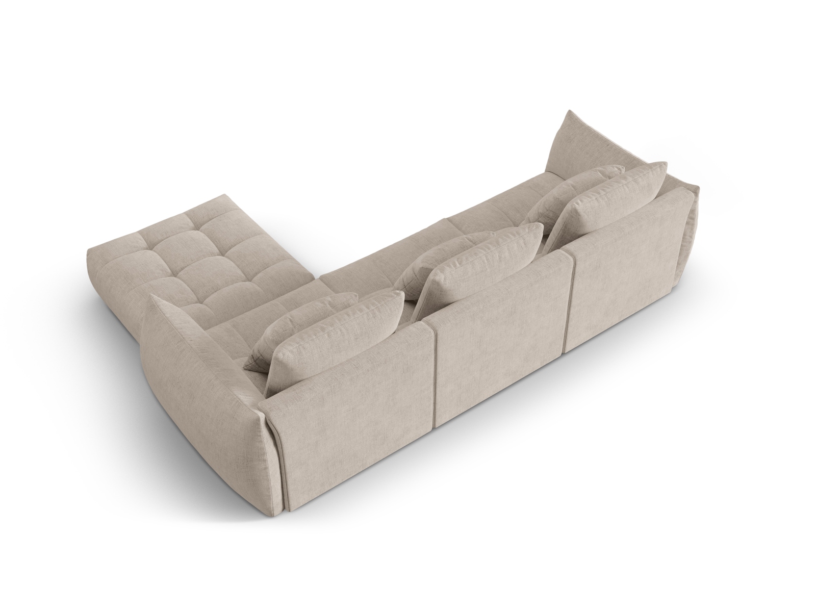 Micadoni Ecksofa Bloom 2-Sitzer Strukturierter Stoff Dunkelbeige