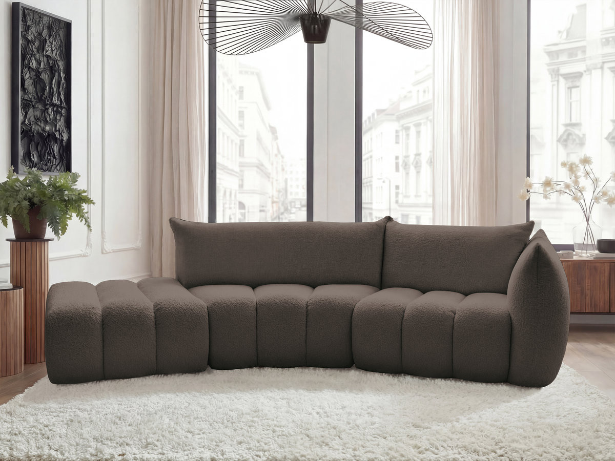 Bobochic Azra Ecksofa 325 × 112 cm Bouclé-Stoff Braun Ecke rechts