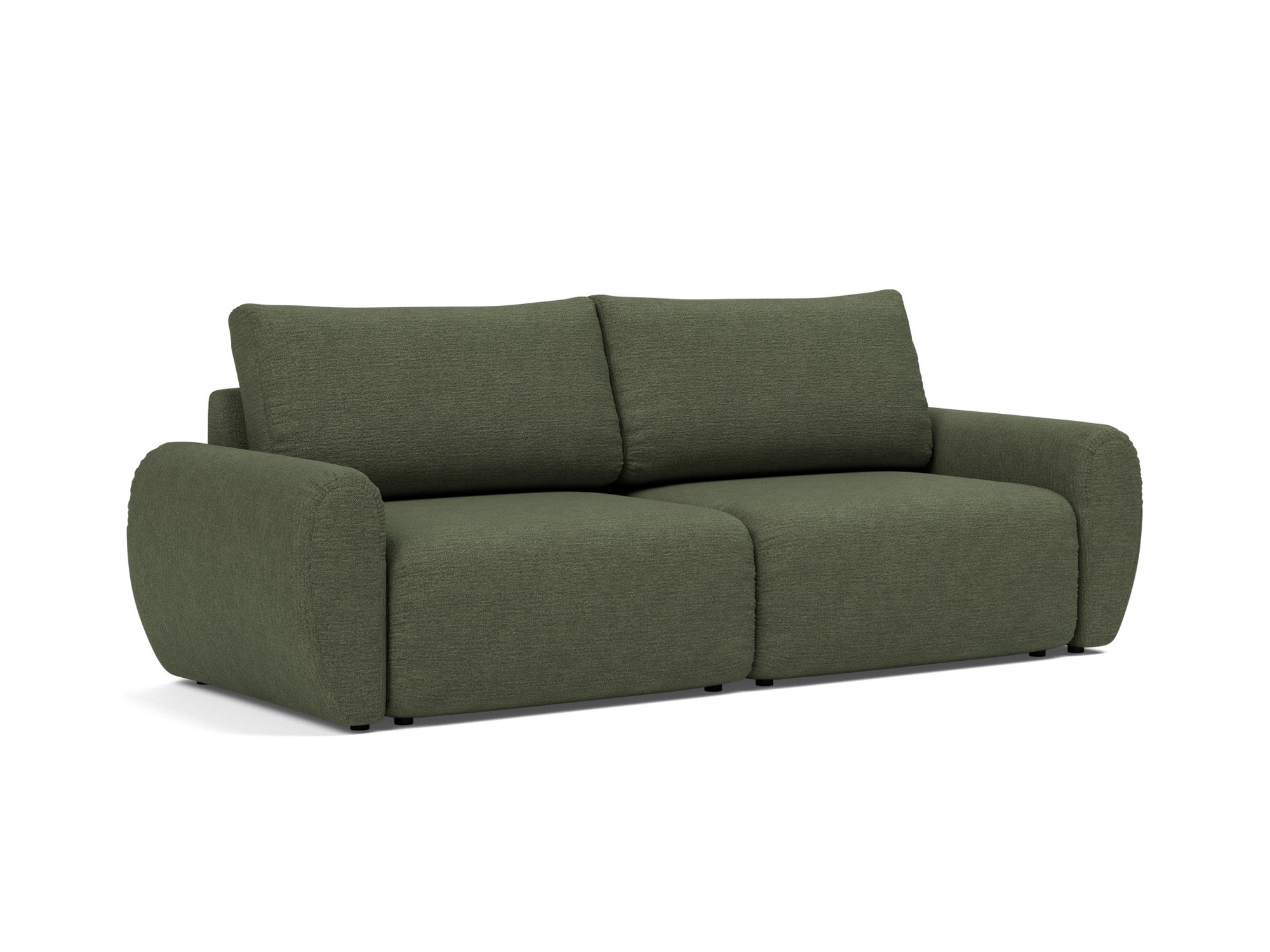 Schlafsofa Norum mit Curve-Armlehnen Strukturierter Stoff Taura 353-Forest
