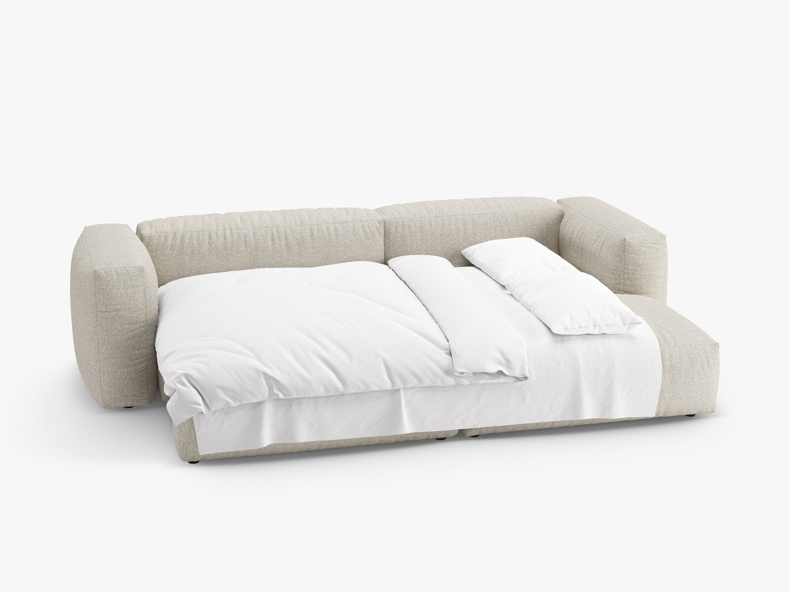 Micadoni Martina Ecksofa 4-Sitzer mit Schlaffunktion Rechts Boucle Monet Beige