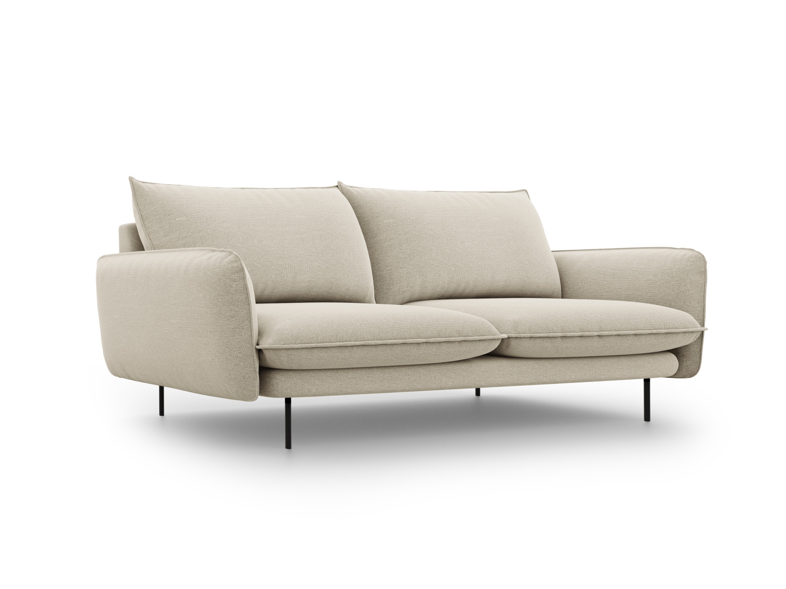 Cosmopolitan Design Sofa Vienna 3-Sitzer Strukturierter Stoff Positano Beige Beine Schwarzes Metall