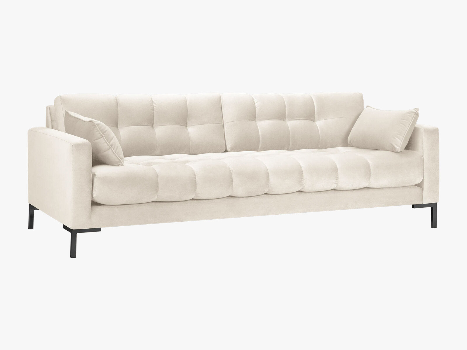 Micadoni Sofa Mamaia 4-Sitzer Samt Bluvel Helles Beige schwarze Beine