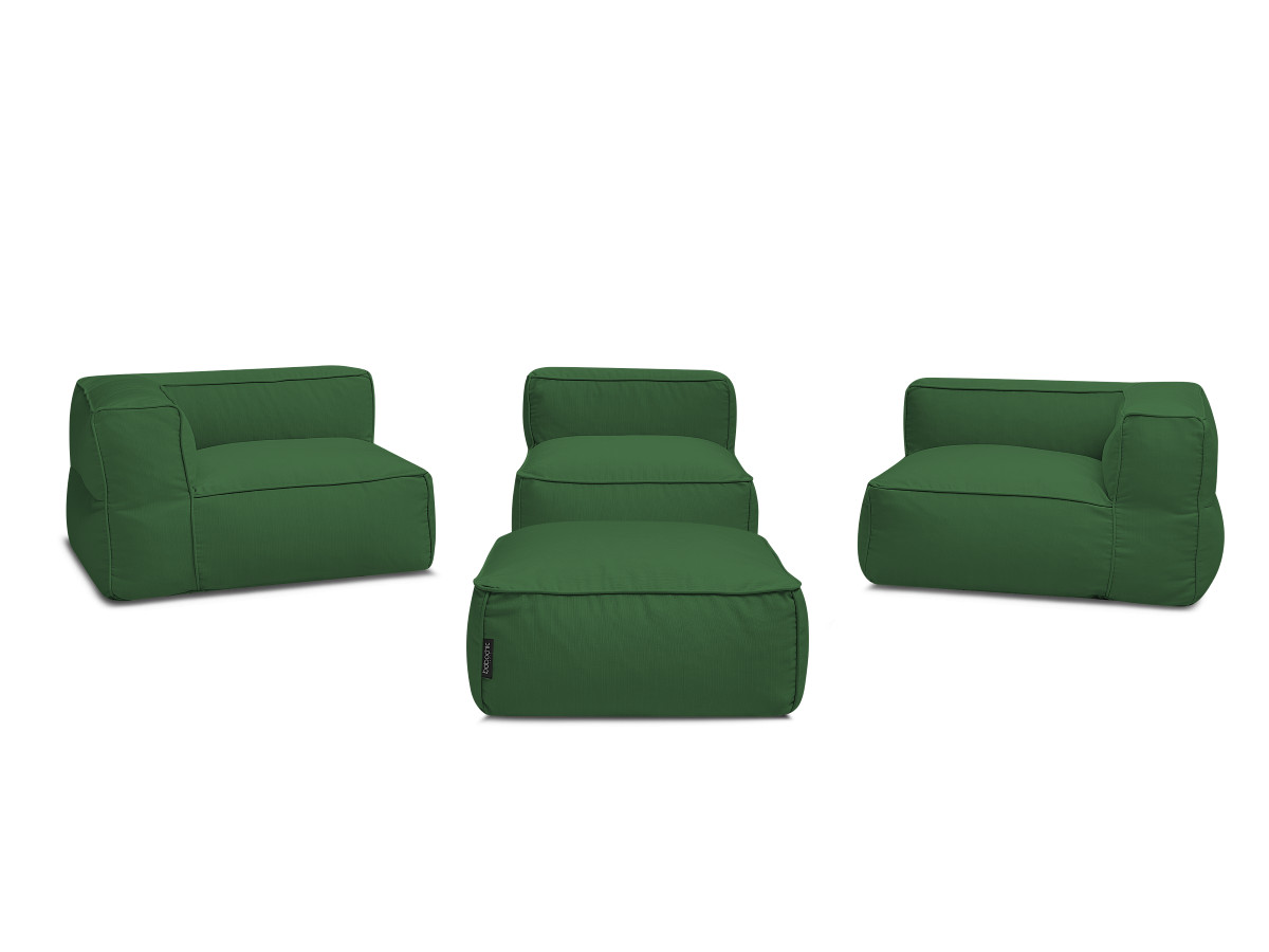 Bobochic Giulia Gartensofa 4-Sitzer mit Pouf, 2 Eckmodule Stoff Grün