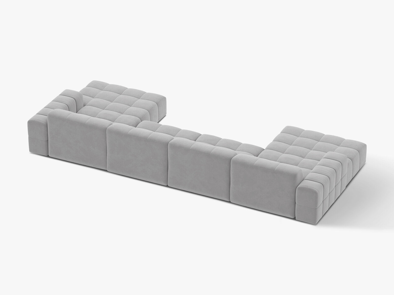 Micadoni Panorama Sofa Jennifer 6-Sitzer Samt Bluvel Silber
