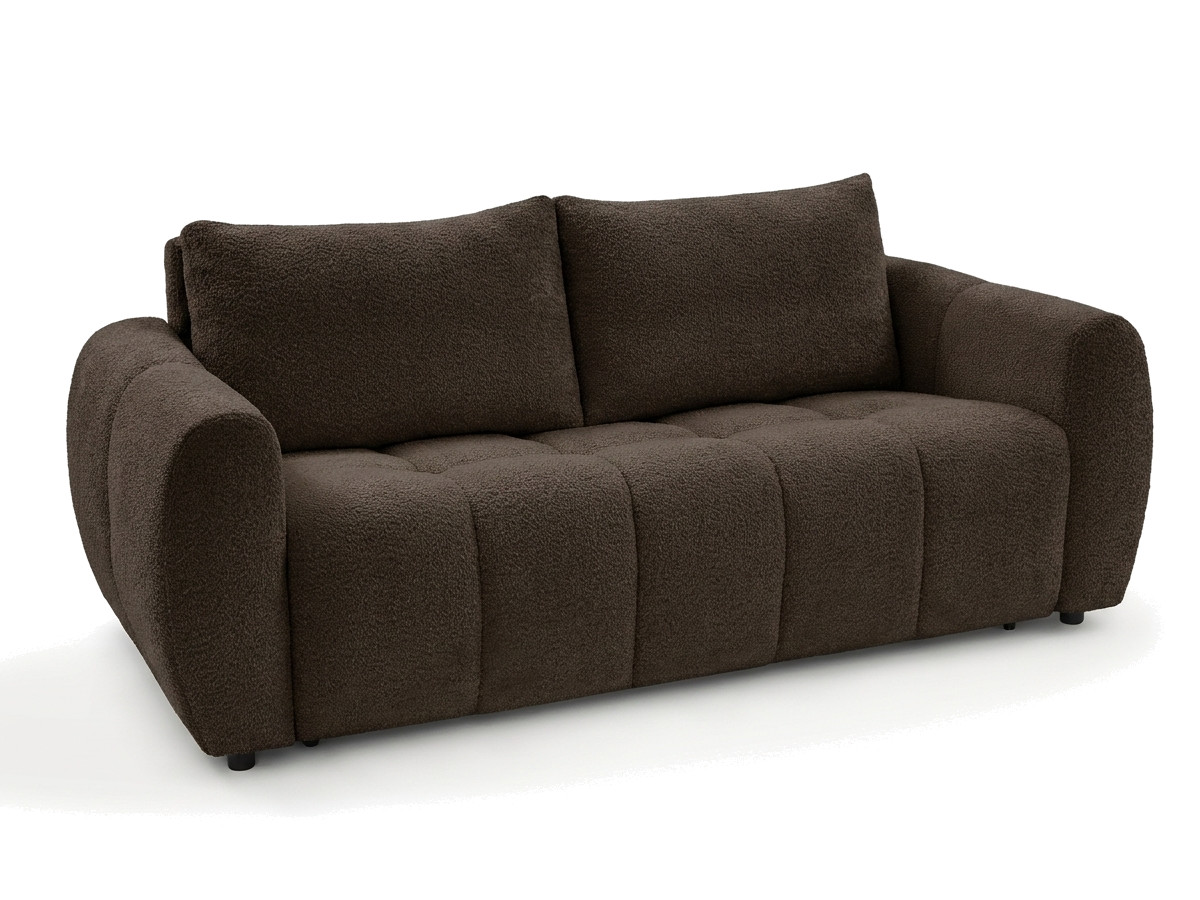 Bobochic Fuji Schlafsofa 3-Sitzer Bouclé-Stoff Braun