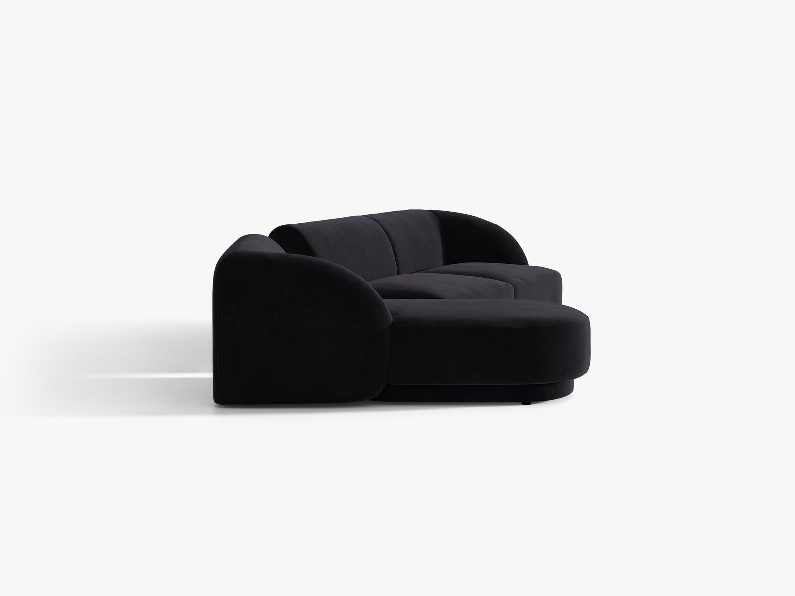 Micadoni Modulares Sofa Miley mit Recamiere 3-Sitzer Links Samt Venus Schwarz