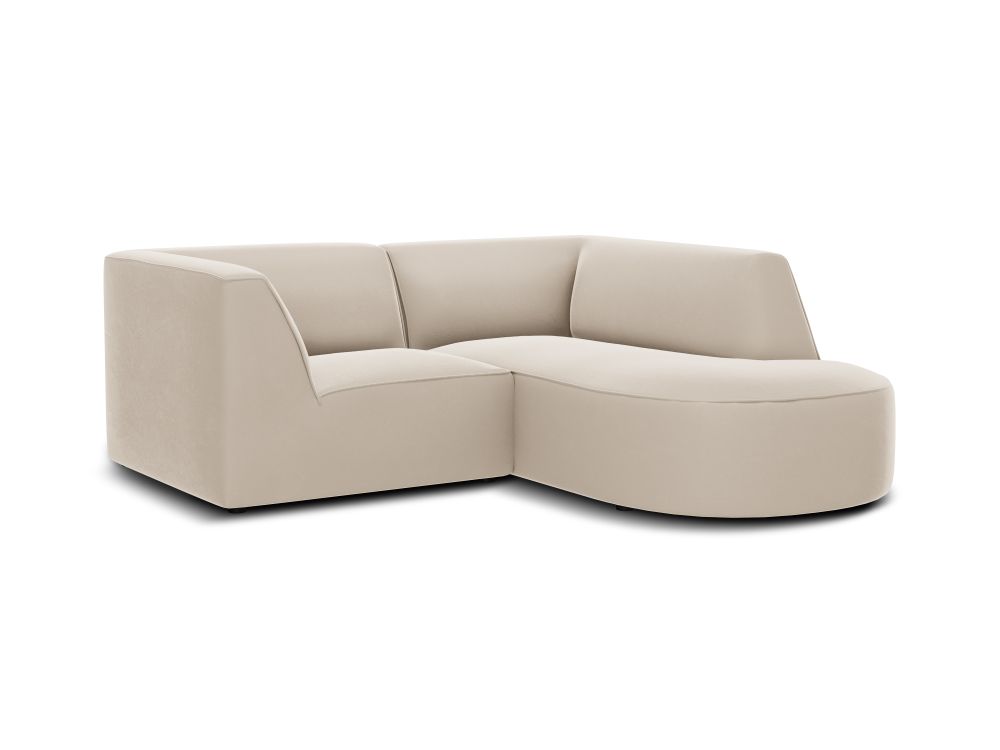 Cosmopolitan Design Ecksofa Siena 3-Sitzer abgerundet Samt Salvador Beige Rechts
