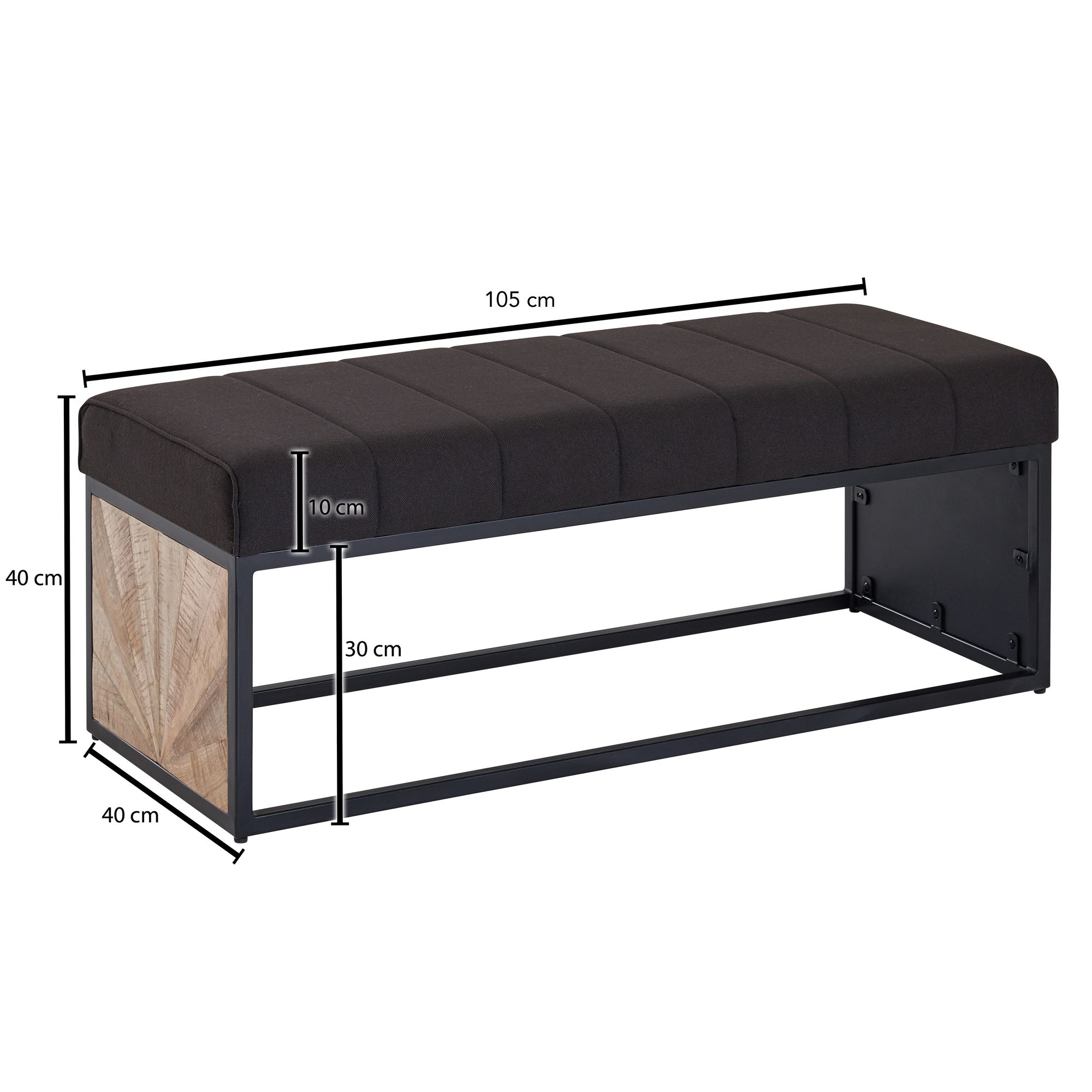 Polsterbank Holmavik Stoff Schwarz 105 × 40 × 40 cm
