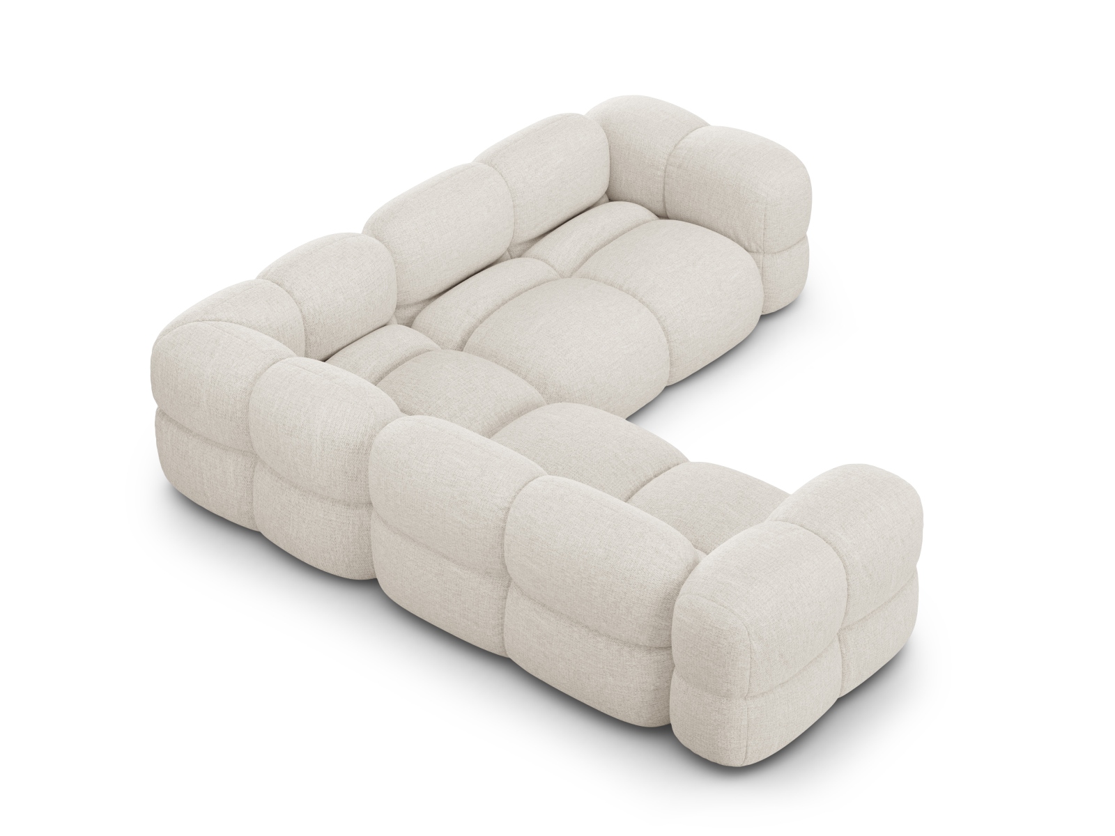 Cosmopolitan Design Symmetrisches Ecksofa Loretto 4-Sitzer Strukturierter Stoff Sorella Beige