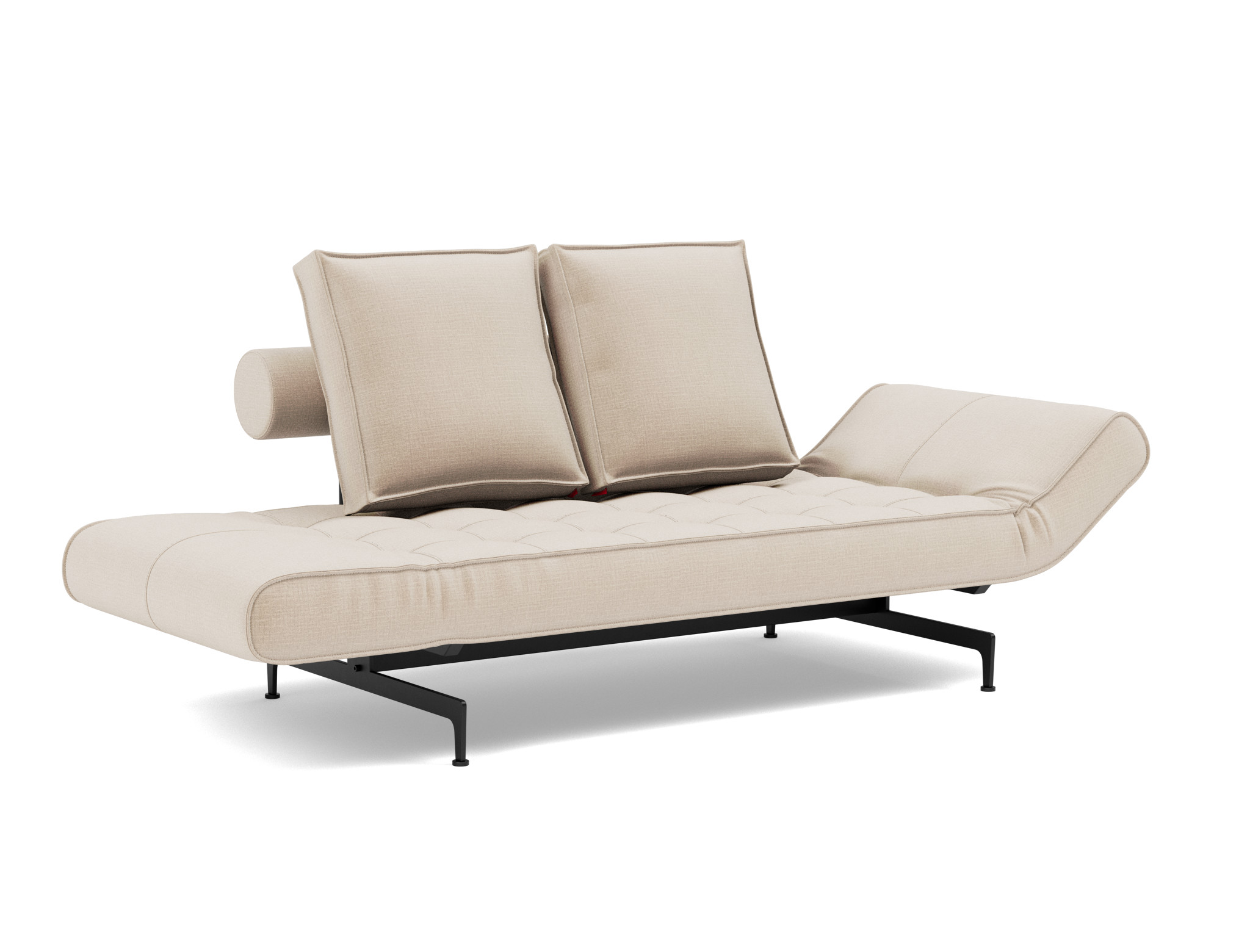 Tagesbett Ghia Chenille Esina 410-Almond-Beige Beine Laser schwarz