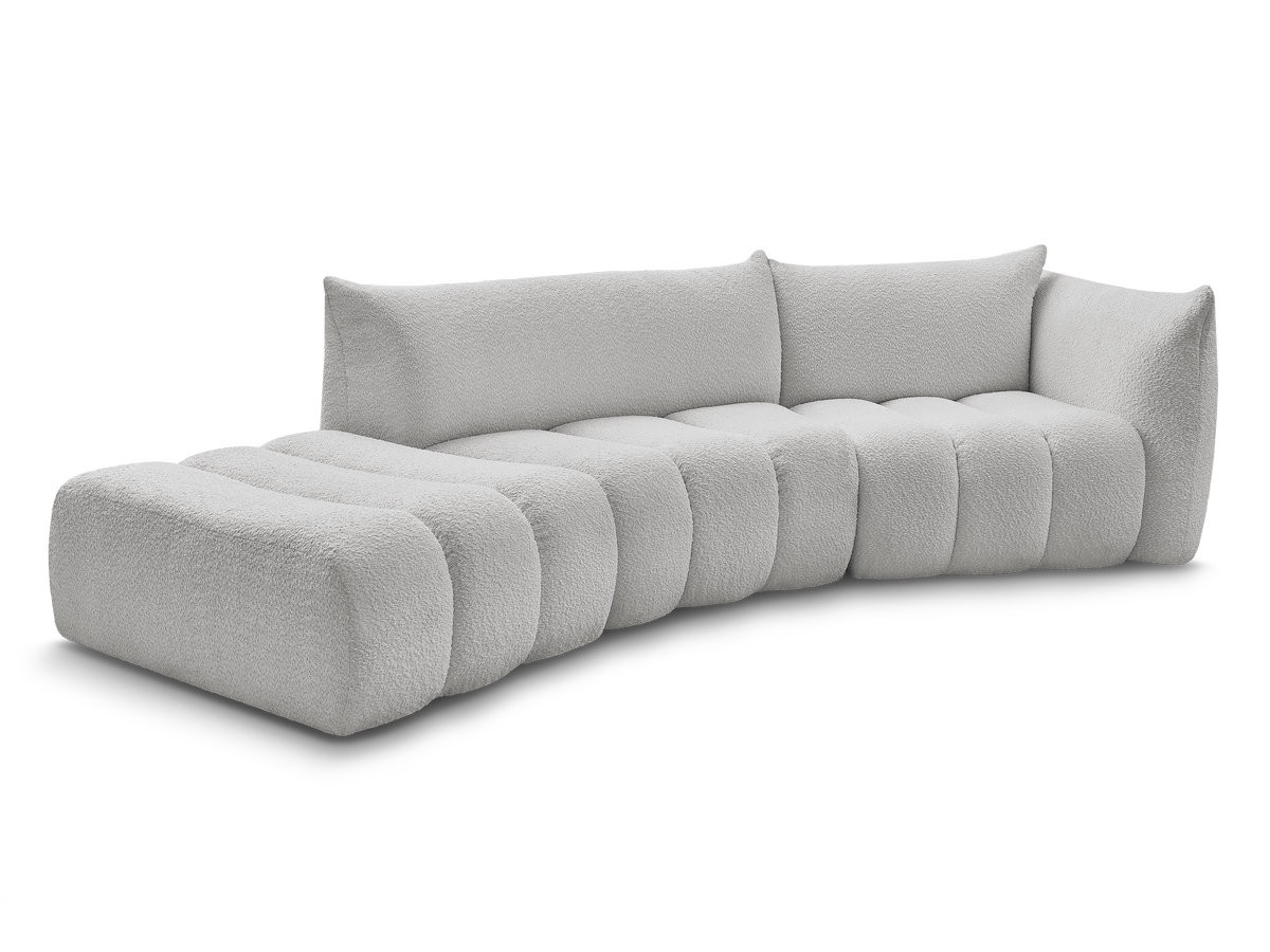 Bobochic Azra Ecksofa 325 × 112 cm Bouclé-Stoff Hellgrau Ecke rechts