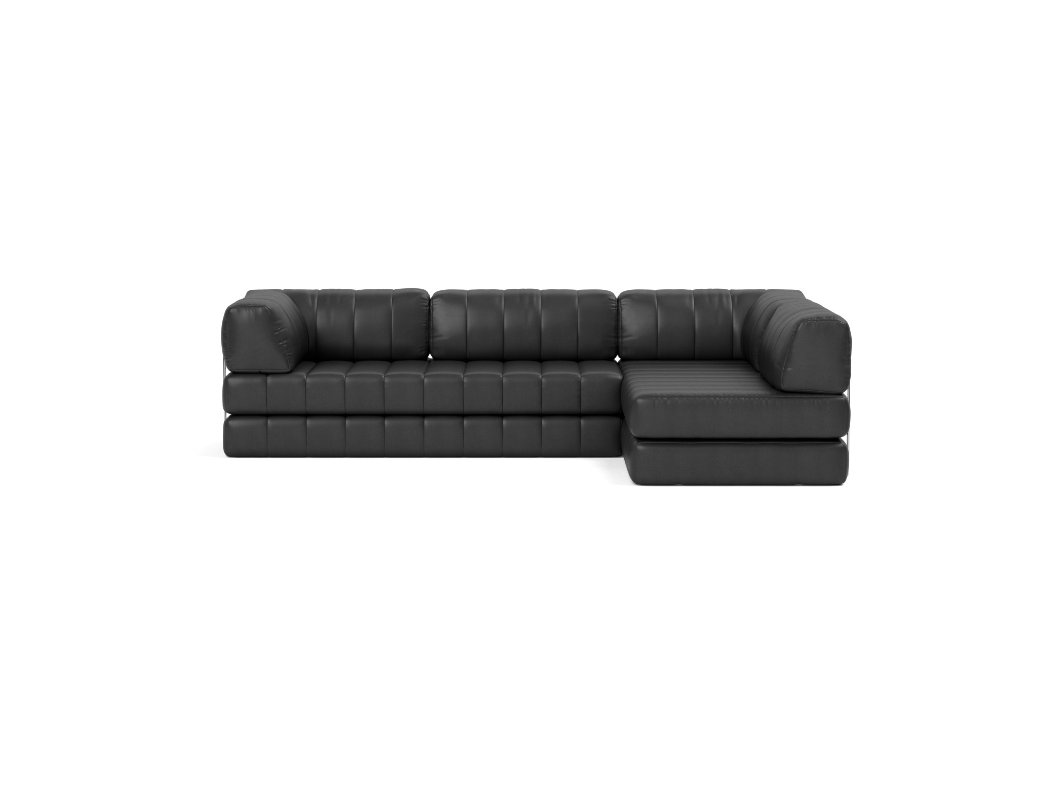 Eck-Schlafsofa CozyPad L-Form mit Armlehne Lederoptik Faunal 550-Black
