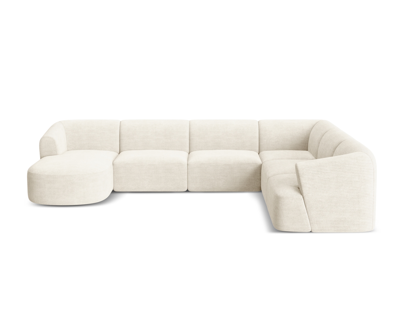 Cosmopolitan Design Panoramasofa Campi 7-Sitzer Kord Lincoln D Helles Beige Rechts