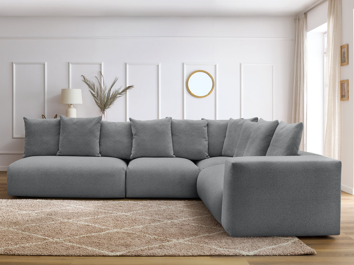 Bobochic Voltaire Ecksofa 322 × 268 cm Melange-Stoff Dunkelgrau Ecke rechts