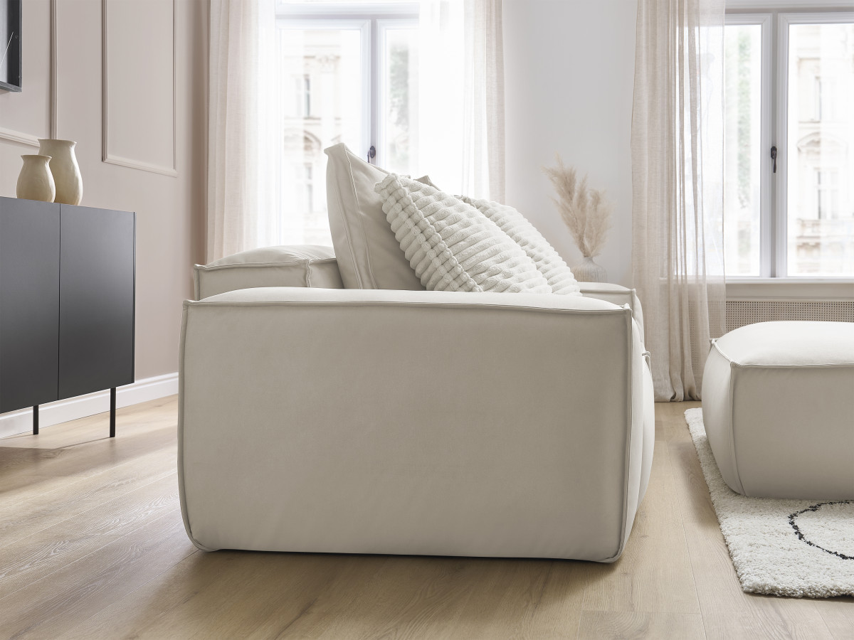 Bobochic Boheme Sofa 4-Sitzer mit Pouf Kunstleder Beige