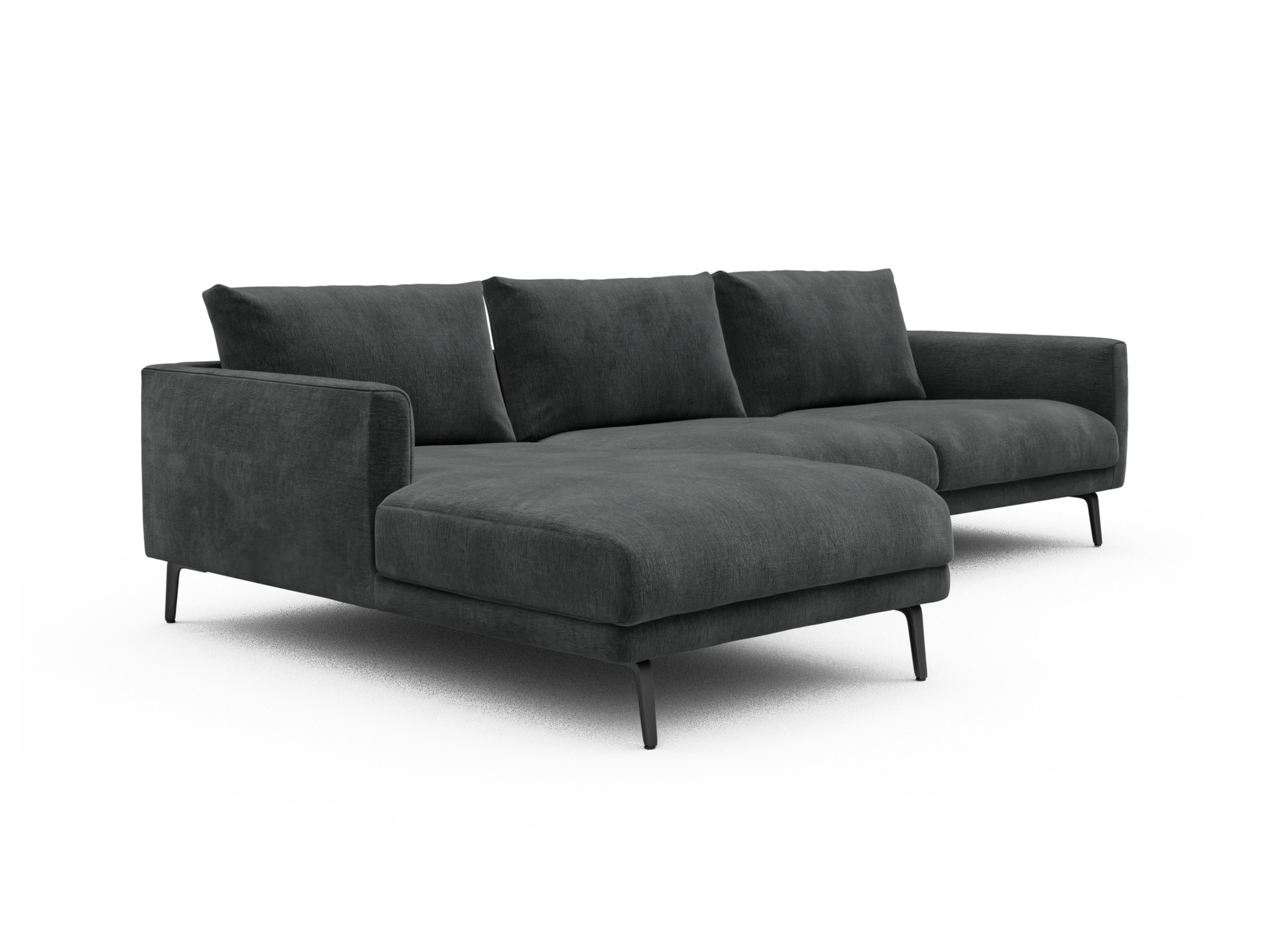 Skandi Home Ecksofa Karl Chaiselongue links mit 2,5-Sitzer Smooth-Deep-Warm-Grey moebelfaktor