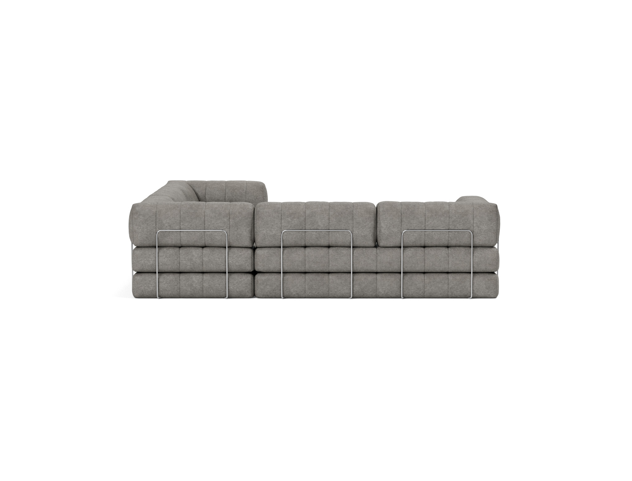Eck-Schlafsofa CozyPad mit Armlehnen Flachgewebe Avella 282-Warm-Grey