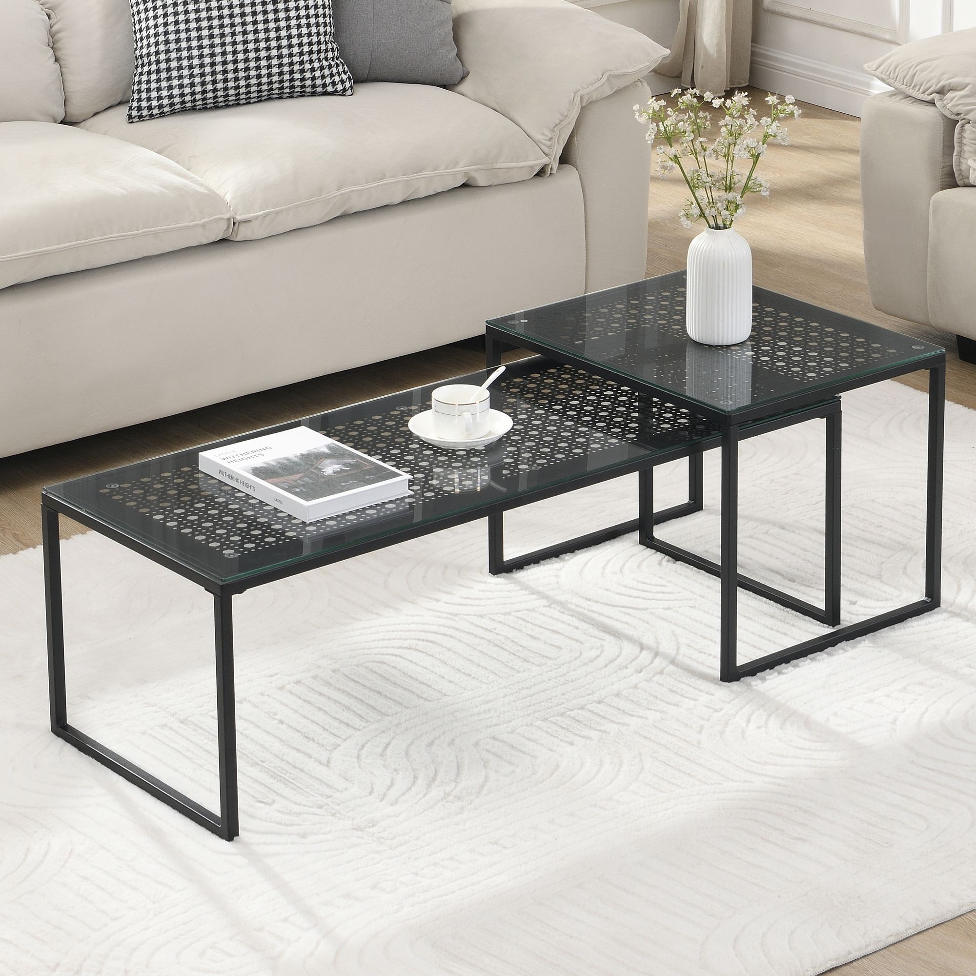Satztisch 2er-Set Kabelvag Glas Schwarz 100 × 40 × 35 cm