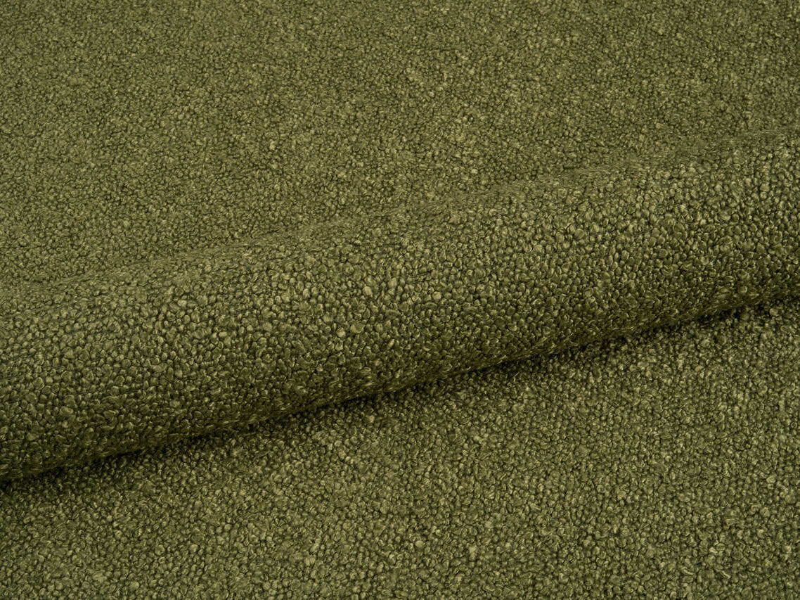 Micadoni Stauraumbett mit Kopfteil Aveline Boucle Baloo Dunkel-Olivgrün 140x200