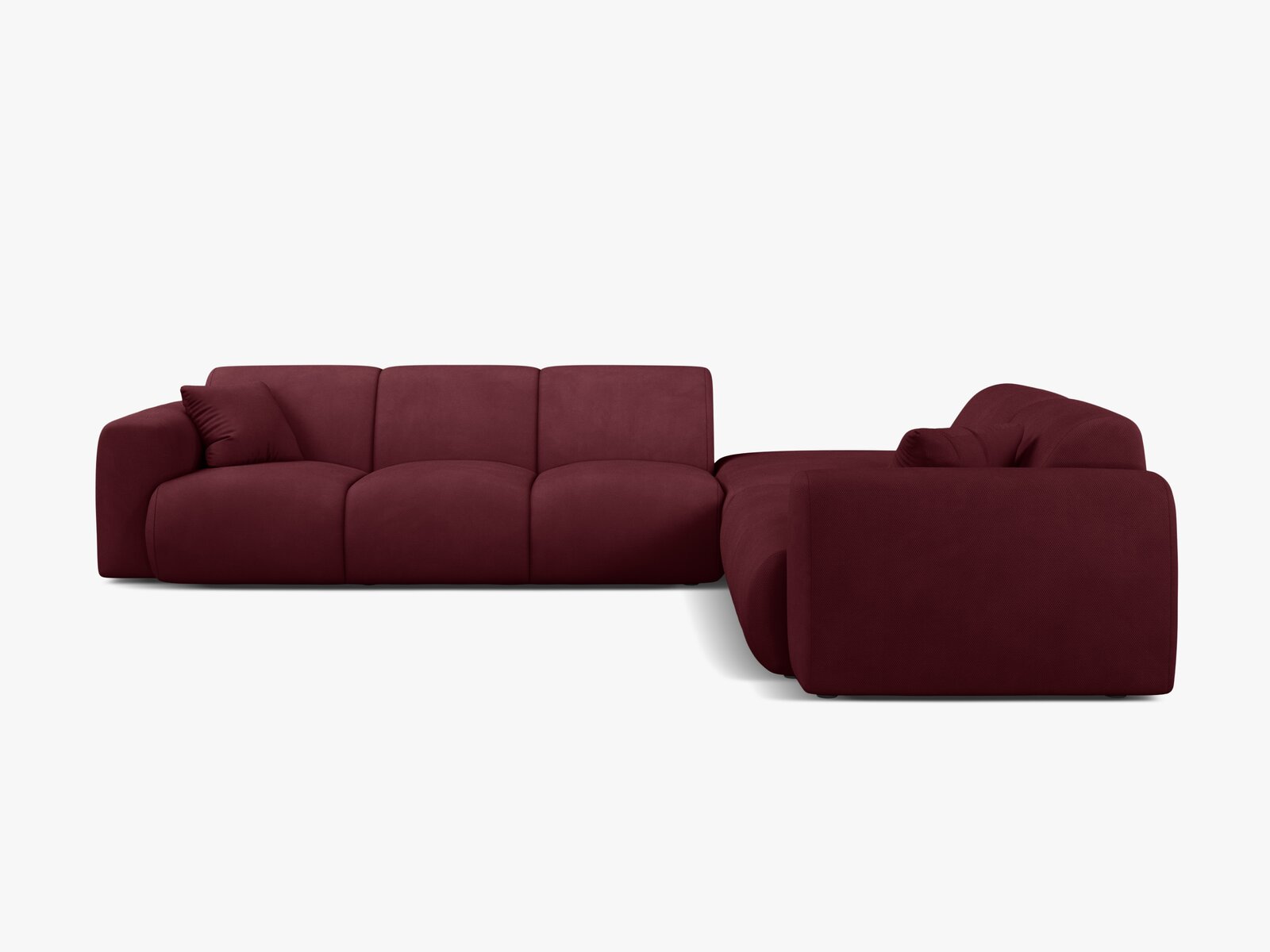 Micadoni Ecksofa Molino 6-Sitzer Rechts Strukturierter Stoff Rebel Bordeaux