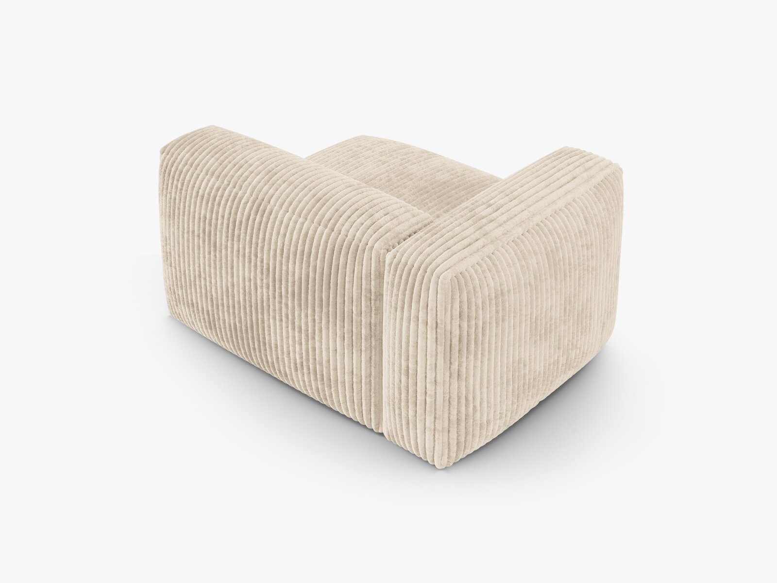Micadoni Eckmodul mit Armlehne Martina 1-Sitzer 90cm Sitztiefe Links Kord Tilia Helles Beige
