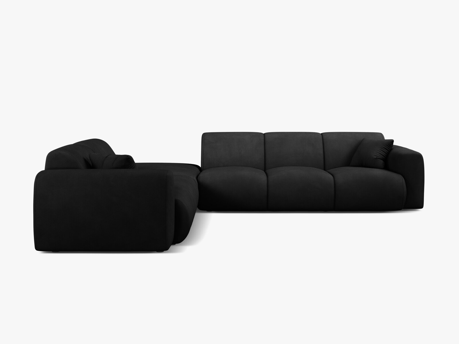Micadoni Ecksofa Molino 6-Sitzer Links Strukturierter Stoff Rebel Schwarz