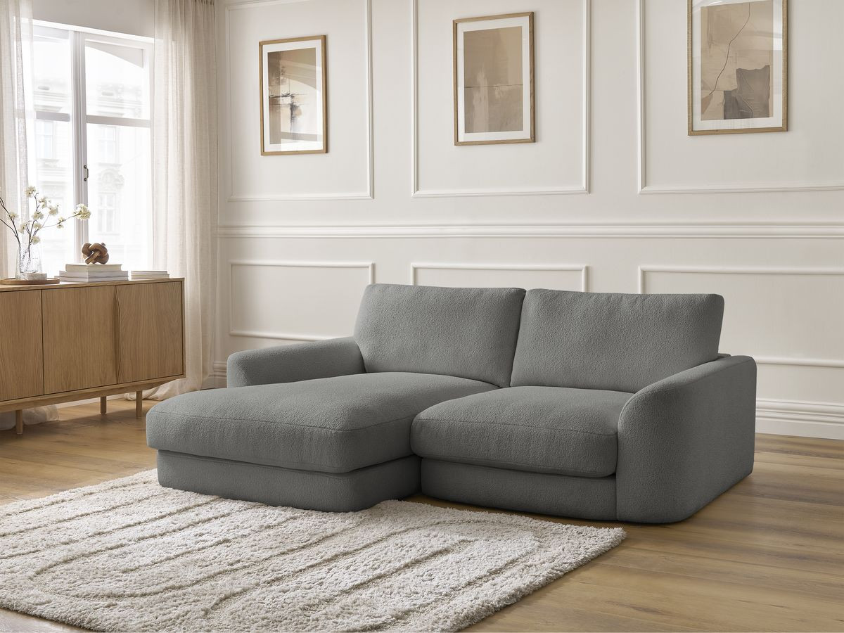 Bobochic Leonore Ecksofa Bouclé-Stoff Dunkelgrau Ecke links
