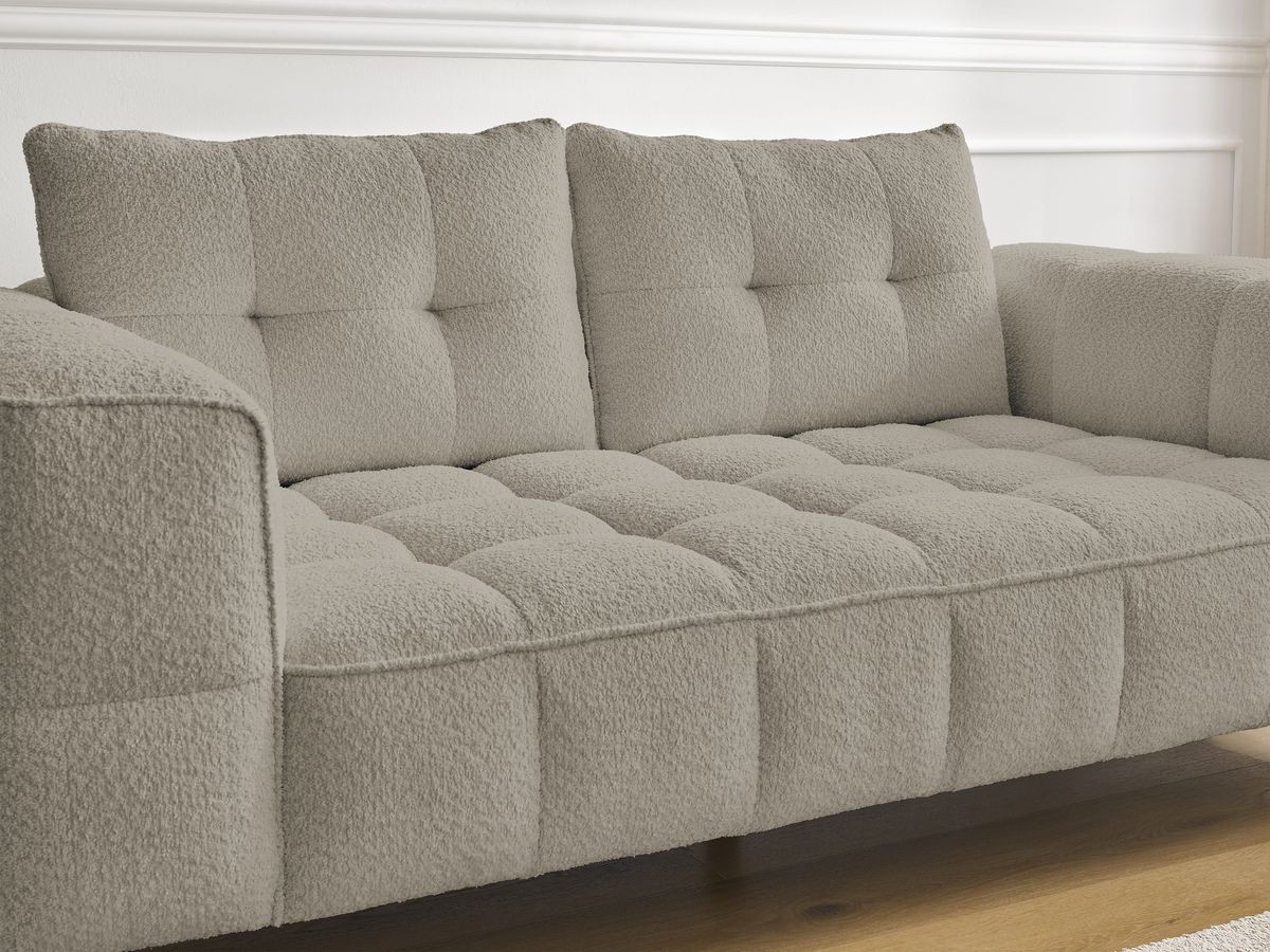 Bobochic Anis Sofa 2-Sitzer mit Pouf Bouclé-Stoff Taupe