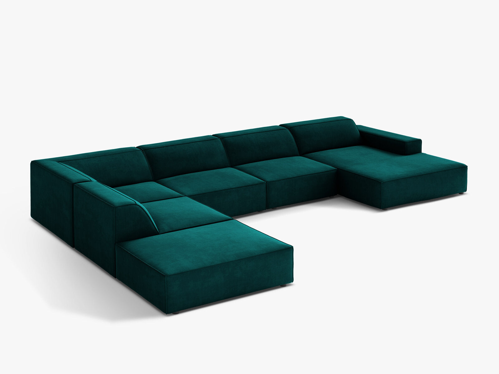Micadoni Panorama-Ecksofa Jodie 7-Sitzer Samt Venus Dunkel Petrol Links