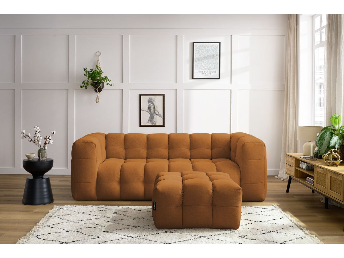 Bobochic Cloud Schlafsofa 3-Sitzer mit Pouf Stoff Gelb