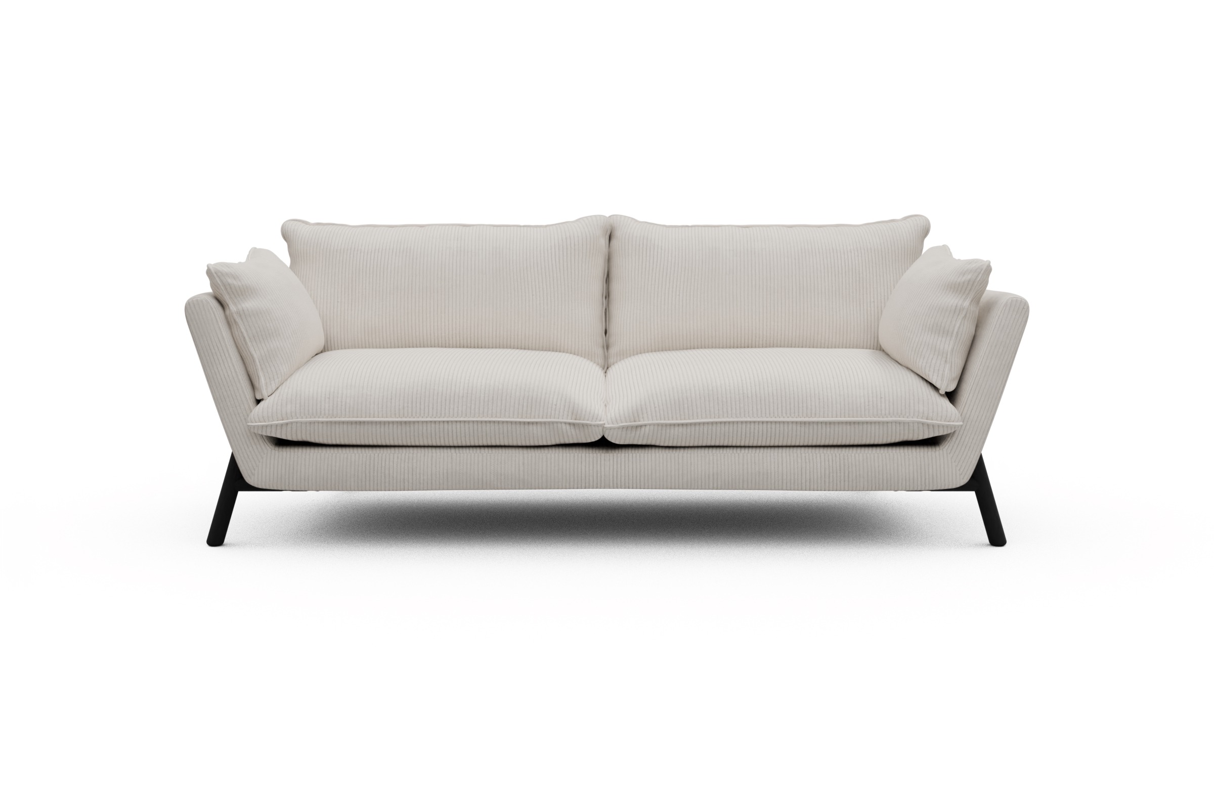 Skandi Home Sofa Emil PREMIUM 3-Sitzer Beinfarbe Eiche Schwarz Corduroy-Ivory moebelfaktor