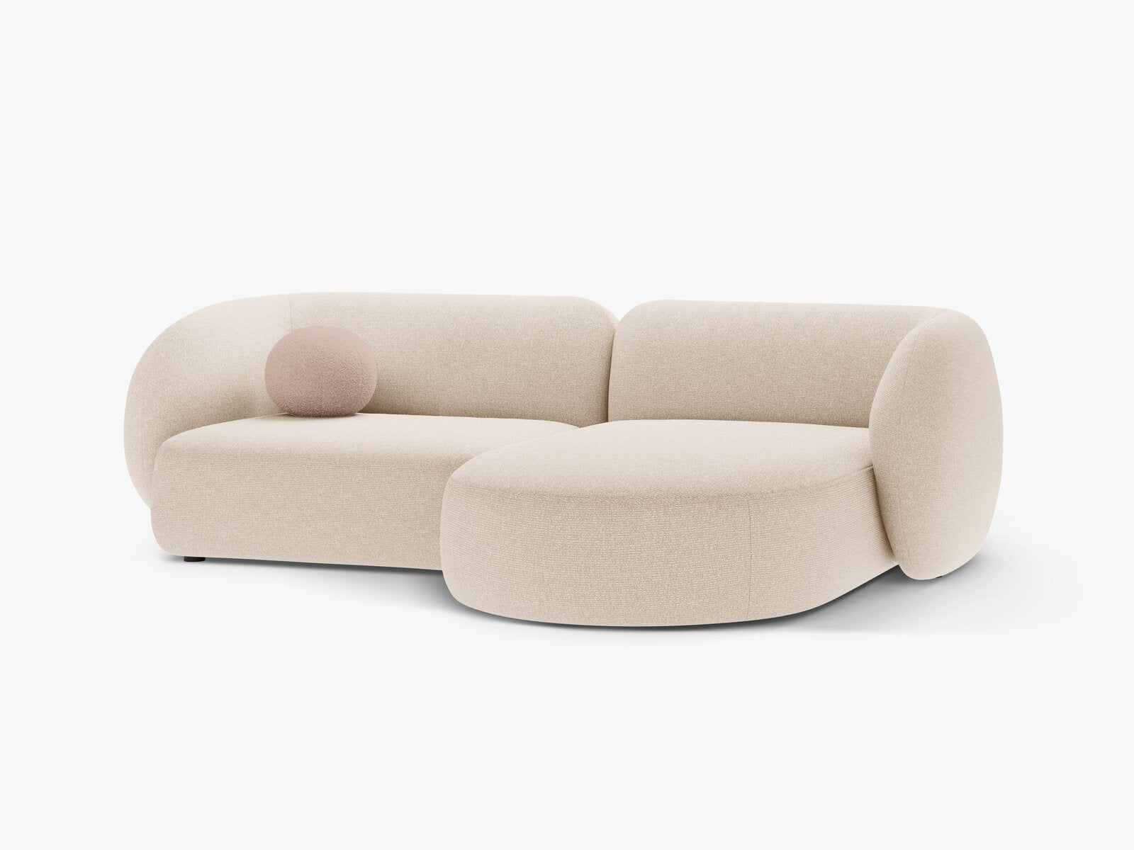 Micadoni Ecksofa Kate 2-Sitzer Rechts Strukturierter Stoff Hellbeige Melange