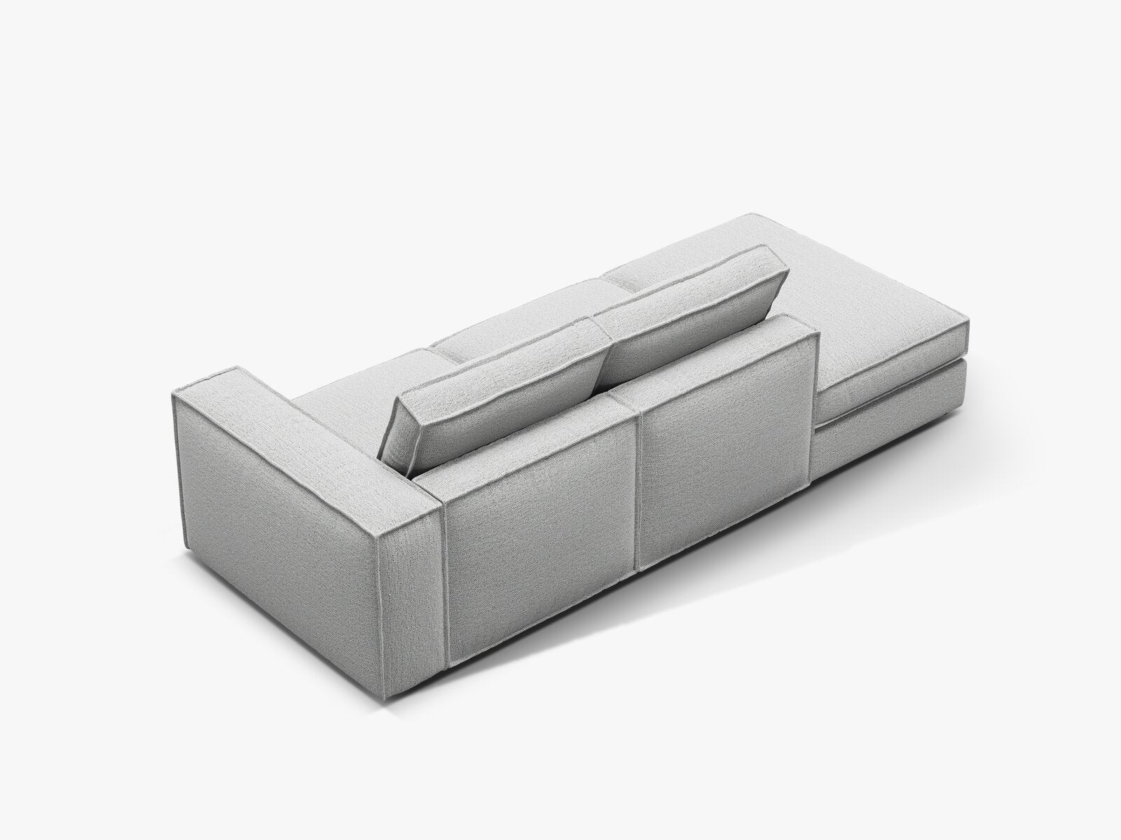 Micadoni modulares offenes Sofa Pola 3-Sitzer Links Strukturierter Stoff Babel Hellgrau