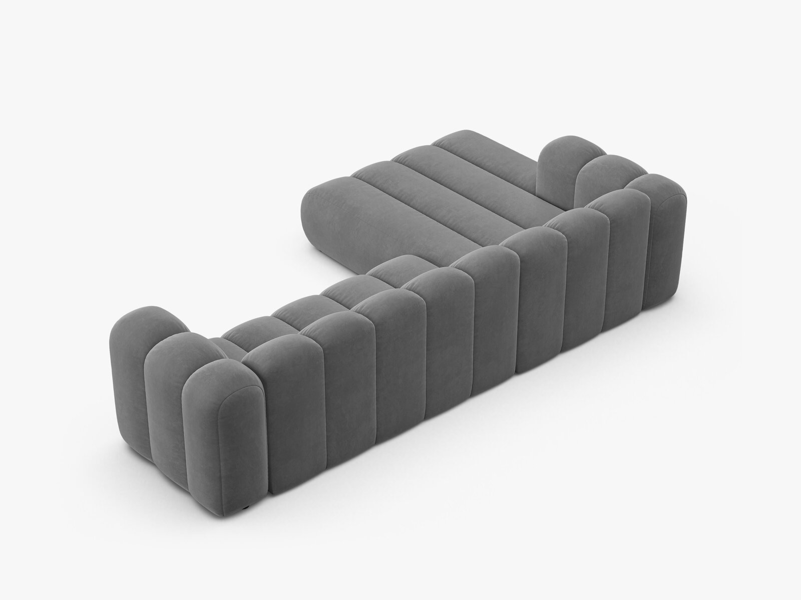 Micadoni Modulares Ecksofa Lupine 4-Sitzer Links Samt Venus Hellgrau