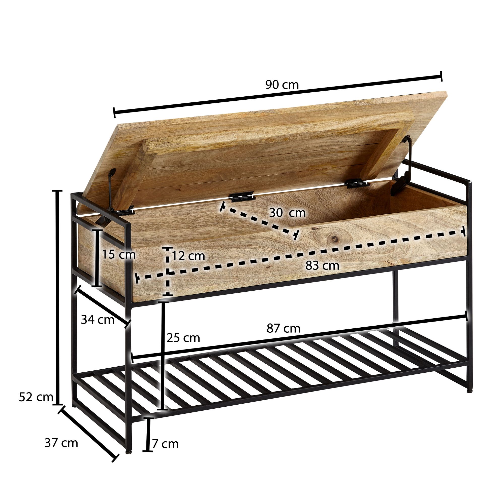 Sitzbank Gimsoy Massivholz Mango 90 × 38 × 52 cm