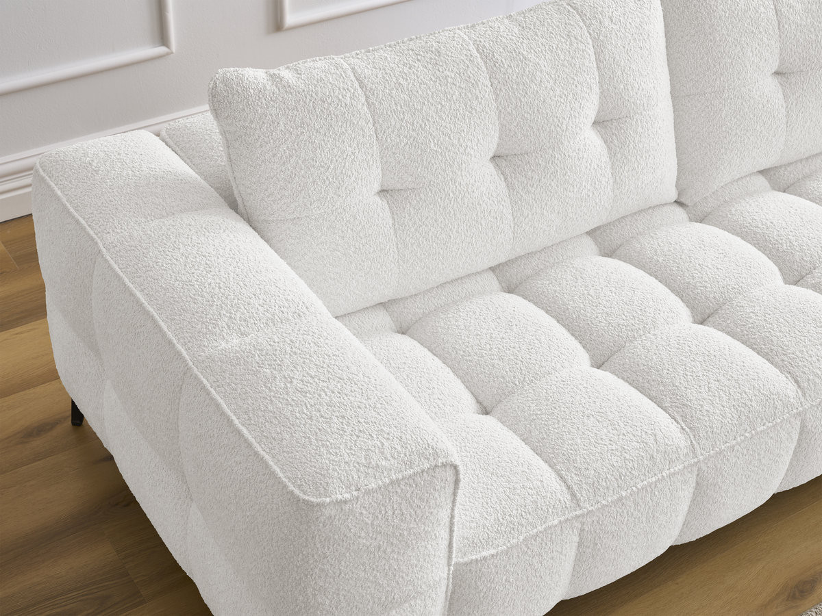 Bobochic Anis Sofa 3-Sitzer Bouclé-Stoff Weiß
