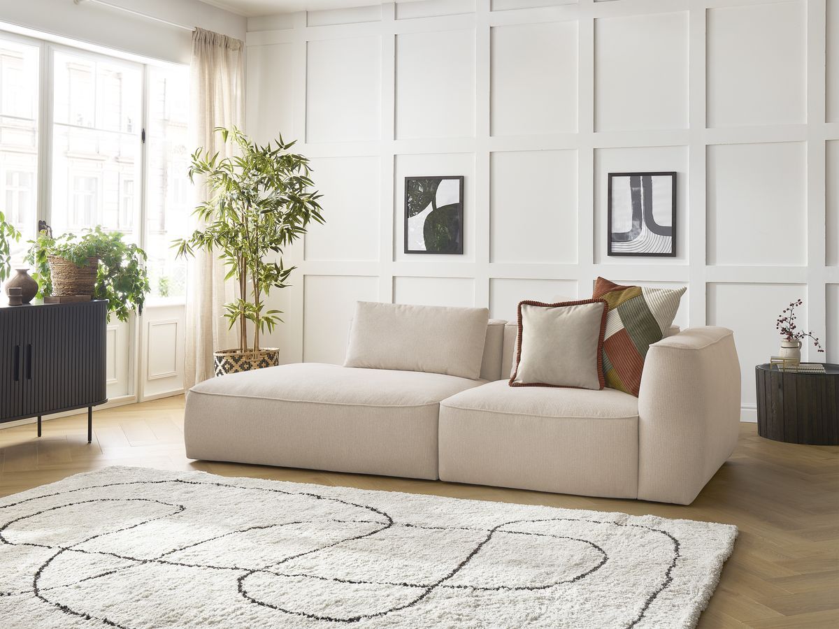 Bobochic Leopold Sofa 3-Sitzer Melange-Stoff Beige Armlehne rechts