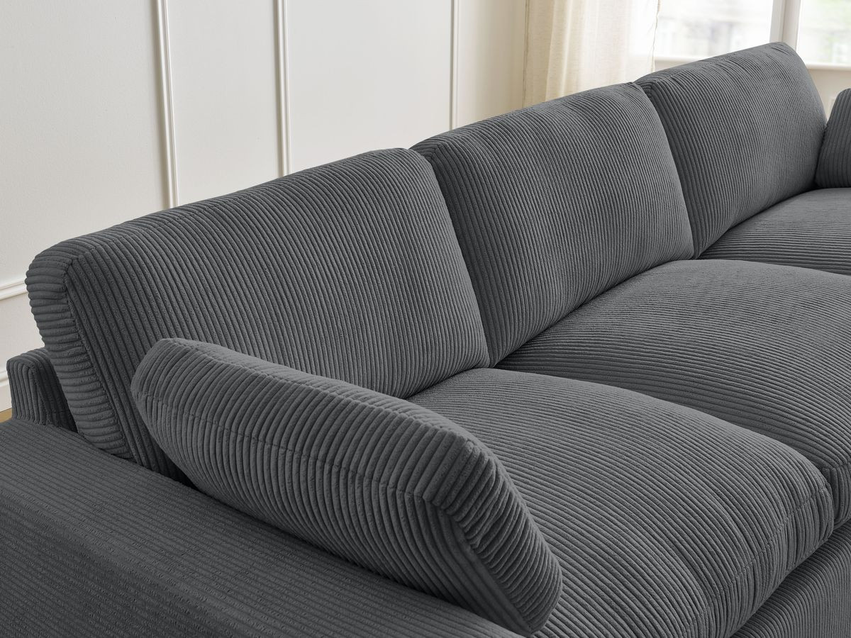 Bobochic Belair Sofa 3-Sitzer 250 × 93 cm Cordsamt Dunkelgrau