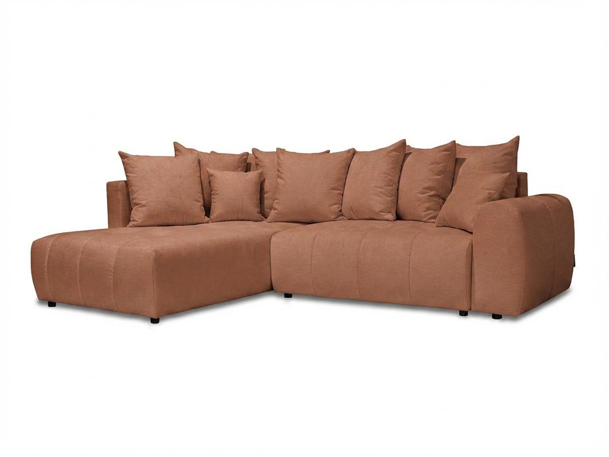 Bobochic Roxelane Ecksofa mit Schlaffunktion und Bettkasten Melange-Stoff Orange Ecke links