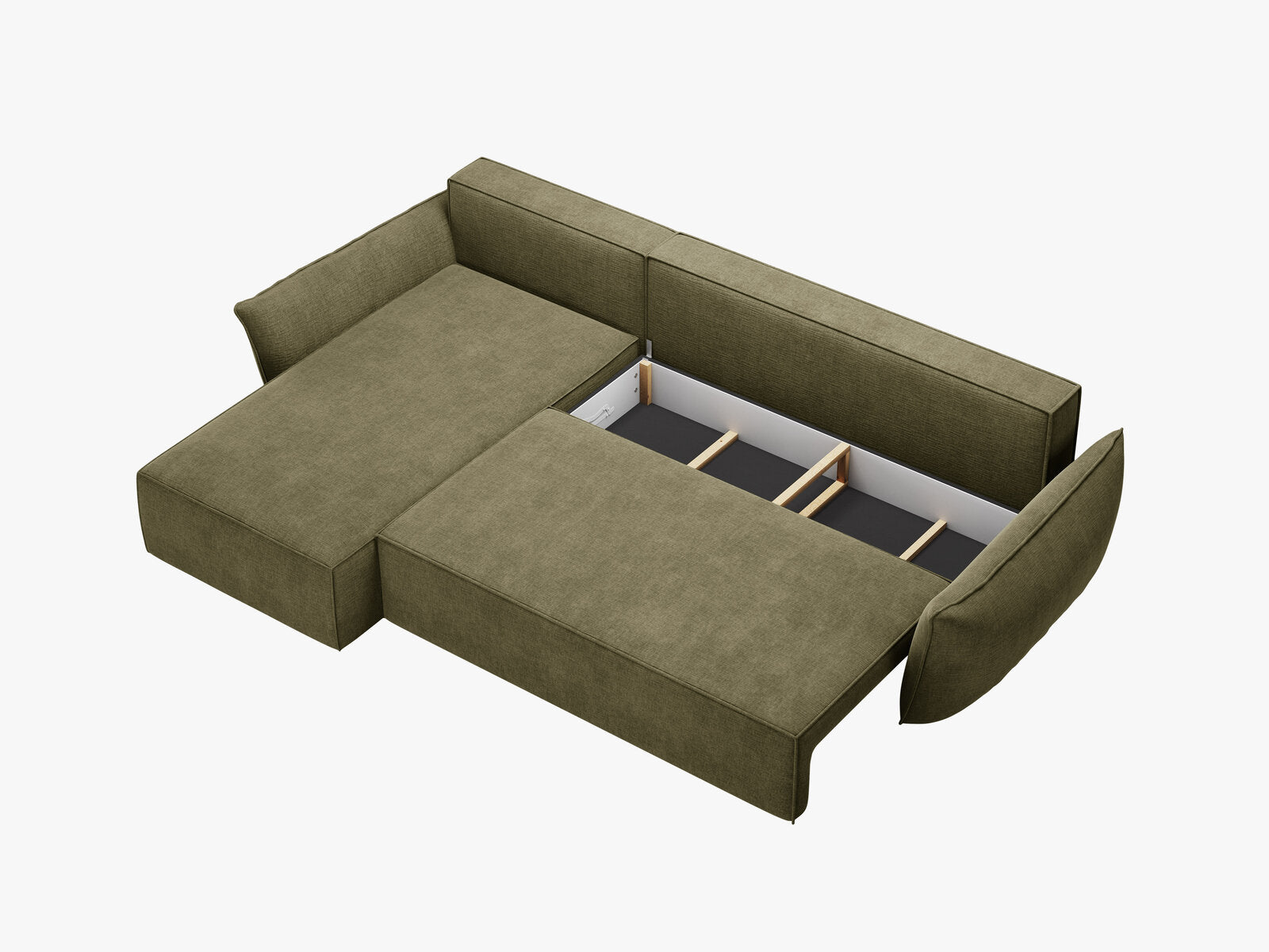 Micadoni Kaelle Ecksofa 4-Sitzer mit Schlaffunktion Links Chenille Over The Horizon Grün