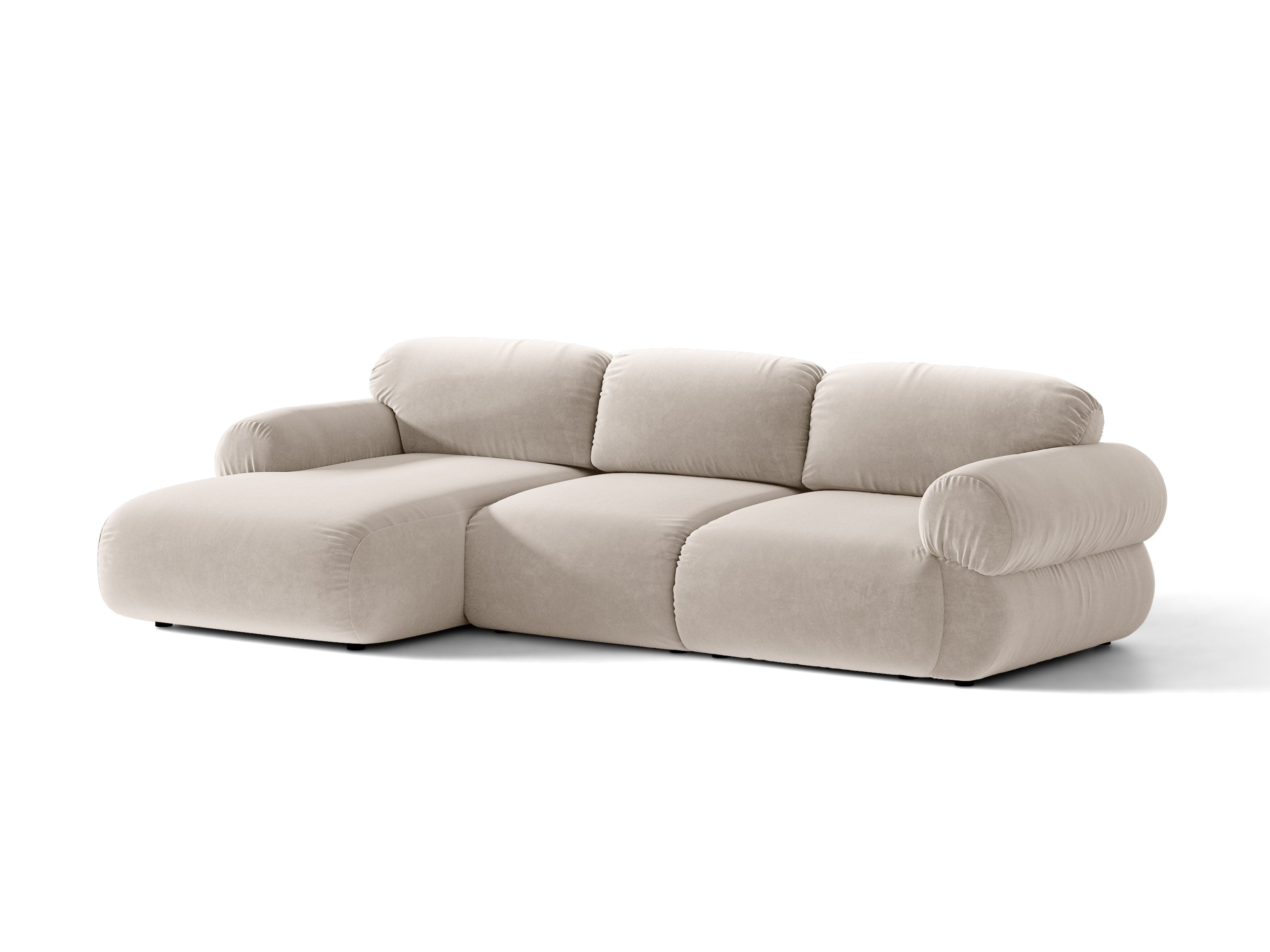 Micadoni Ophelia Ecksofa 6-Sitzer Links Samt Salvador Beige